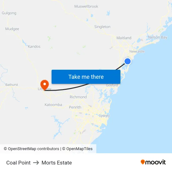 Coal Point to Morts Estate map