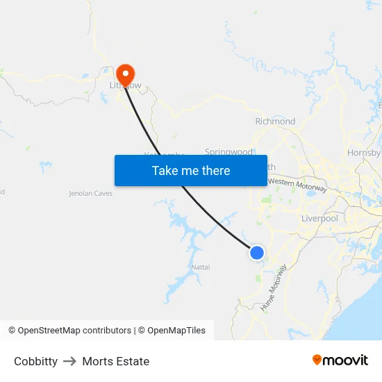 Cobbitty to Morts Estate map