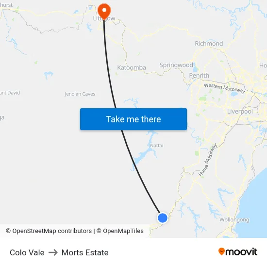 Colo Vale to Morts Estate map