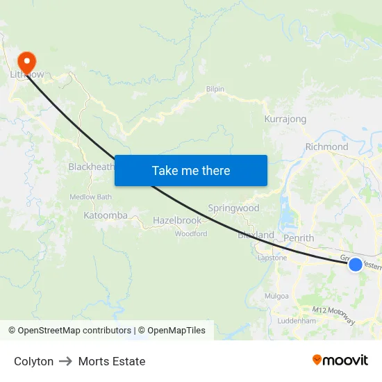 Colyton to Morts Estate map