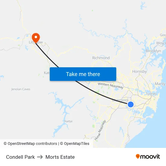 Condell Park to Morts Estate map