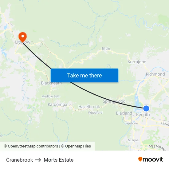 Cranebrook to Morts Estate map
