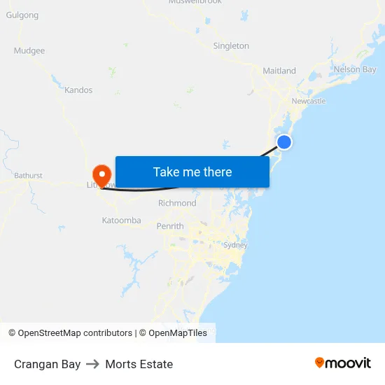 Crangan Bay to Morts Estate map
