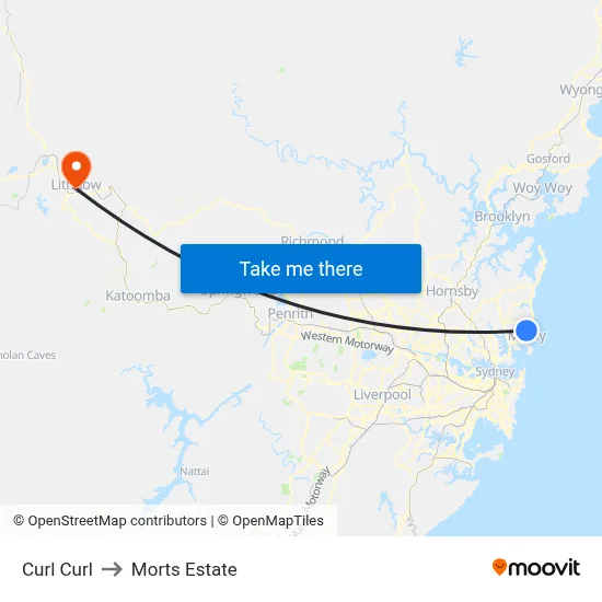 Curl Curl to Morts Estate map