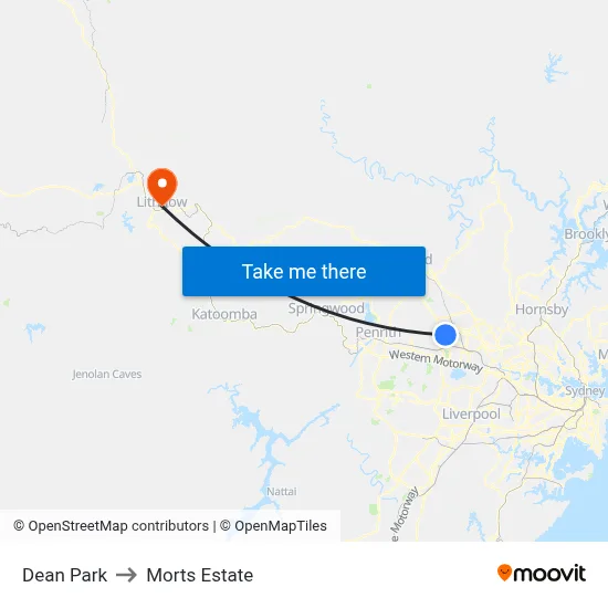 Dean Park to Morts Estate map