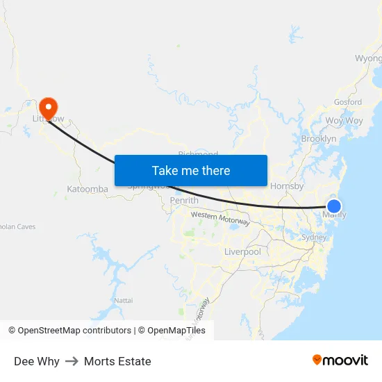 Dee Why to Morts Estate map