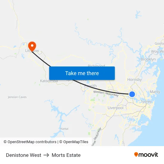 Denistone West to Morts Estate map