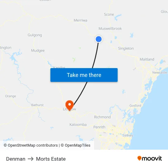 Denman to Morts Estate map