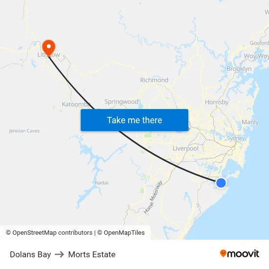 Dolans Bay to Morts Estate map