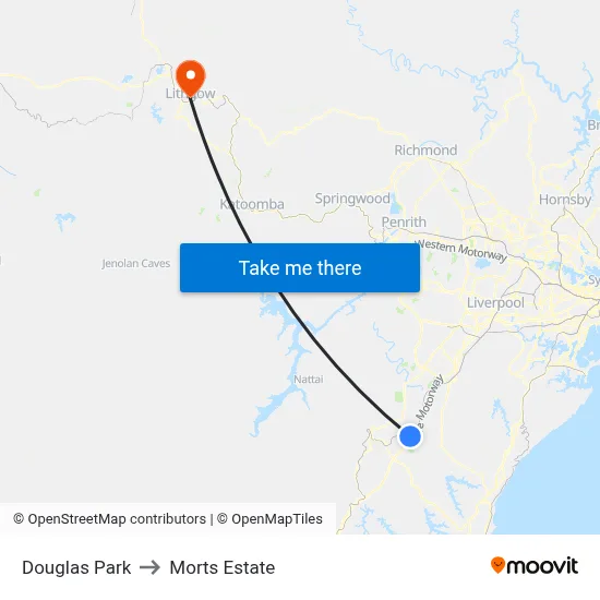 Douglas Park to Morts Estate map