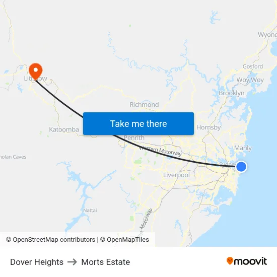Dover Heights to Morts Estate map