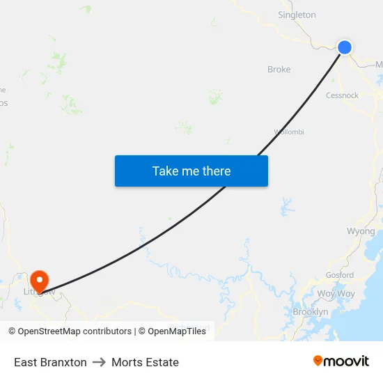 East Branxton to Morts Estate map