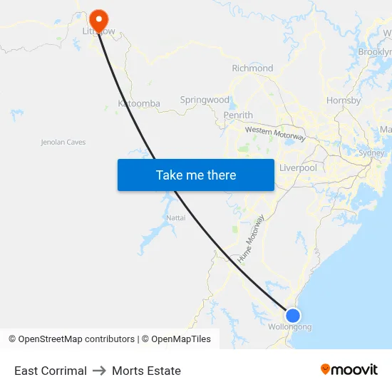 East Corrimal to Morts Estate map