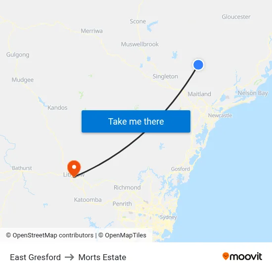 East Gresford to Morts Estate map