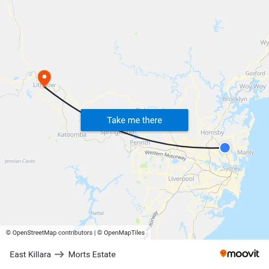 East Killara to Morts Estate map