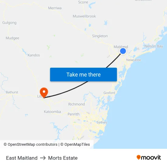 East Maitland to Morts Estate map
