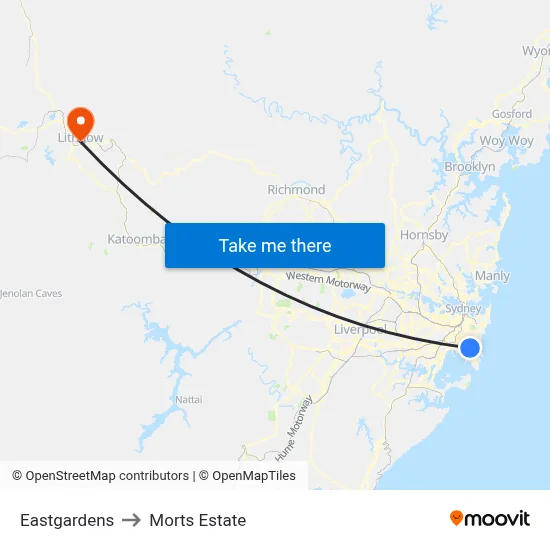 Eastgardens to Morts Estate map