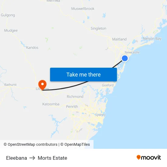Eleebana to Morts Estate map