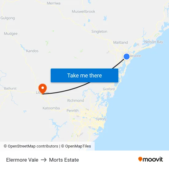 Elermore Vale to Morts Estate map