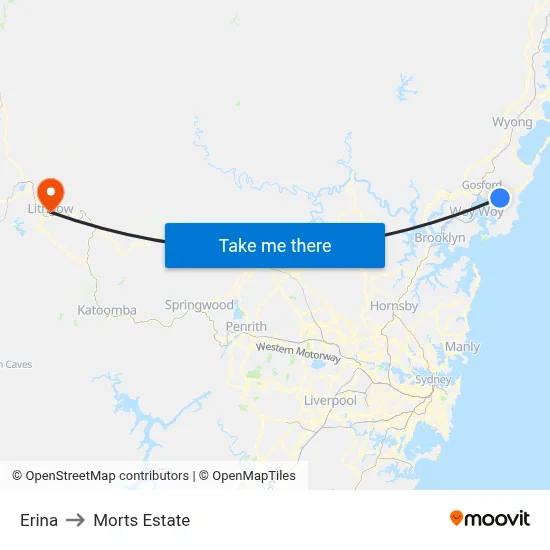 Erina to Morts Estate map