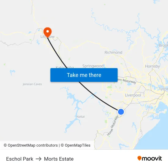 Eschol Park to Morts Estate map