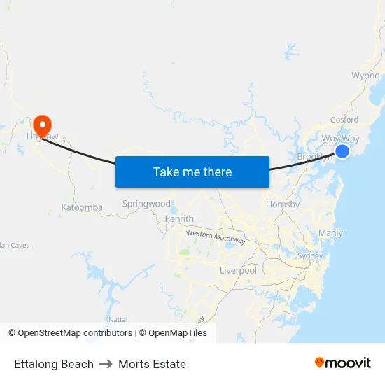 Ettalong Beach to Morts Estate map