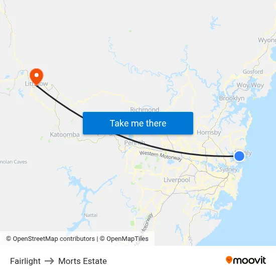 Fairlight to Morts Estate map