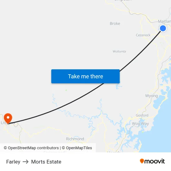 Farley to Morts Estate map