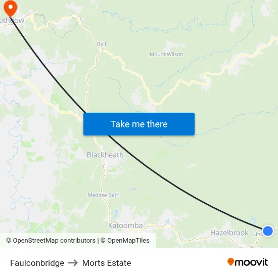 Faulconbridge to Morts Estate map
