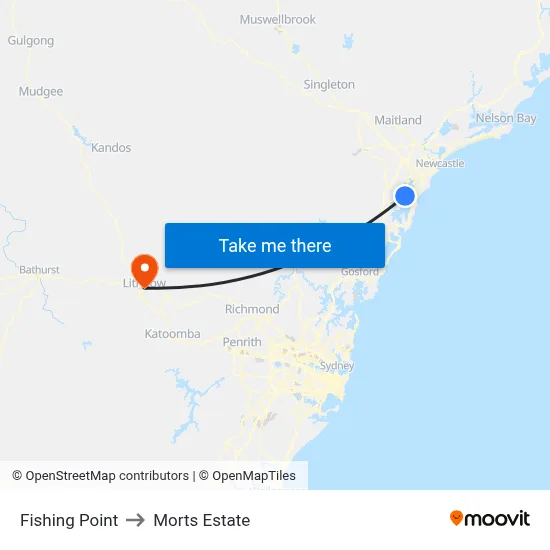 Fishing Point to Morts Estate map