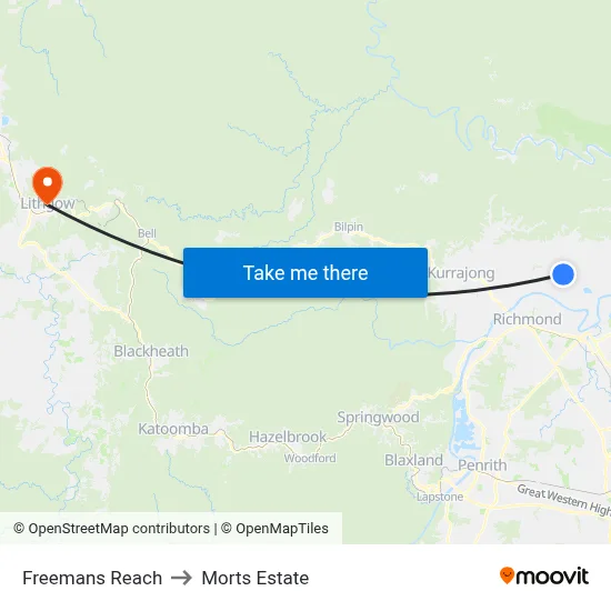 Freemans Reach to Morts Estate map