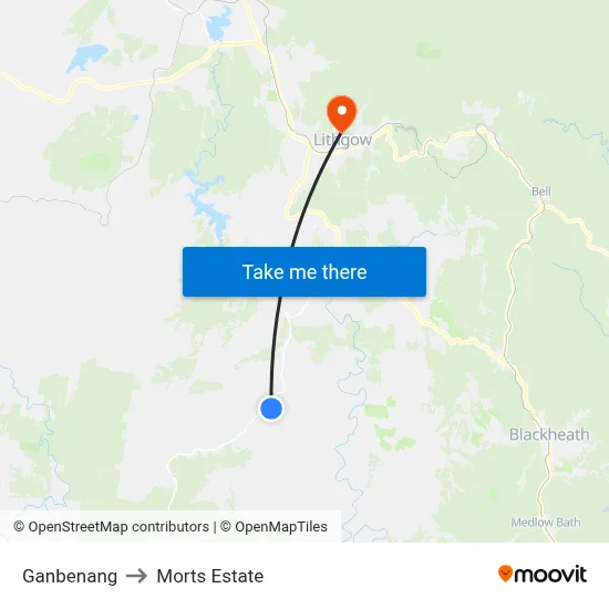 Ganbenang to Morts Estate map