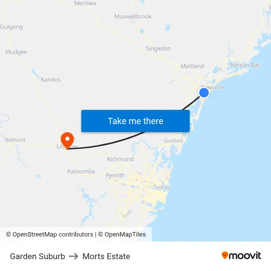 Garden Suburb to Morts Estate map