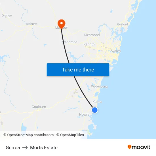 Gerroa to Morts Estate map