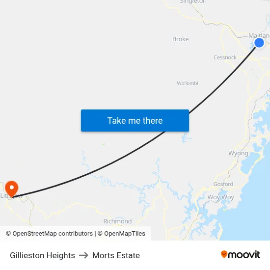 Gillieston Heights to Morts Estate map