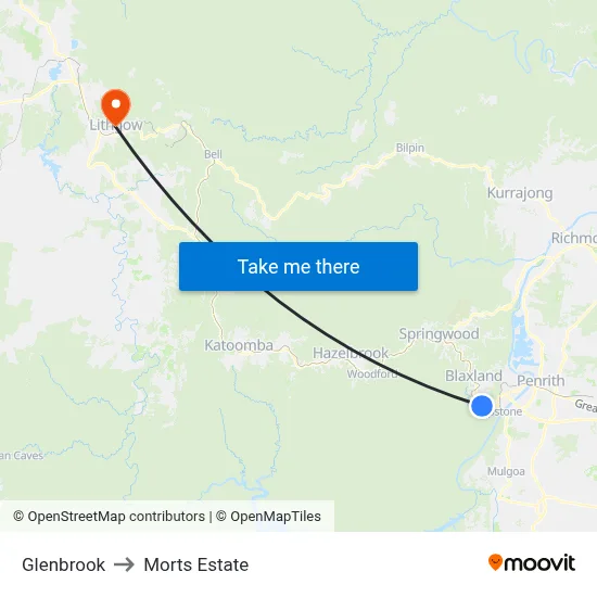 Glenbrook to Morts Estate map