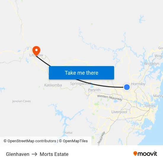 Glenhaven to Morts Estate map