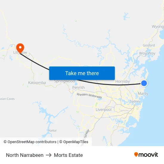 North Narrabeen to Morts Estate map