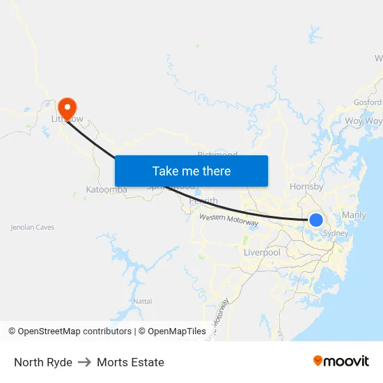 North Ryde to Morts Estate map