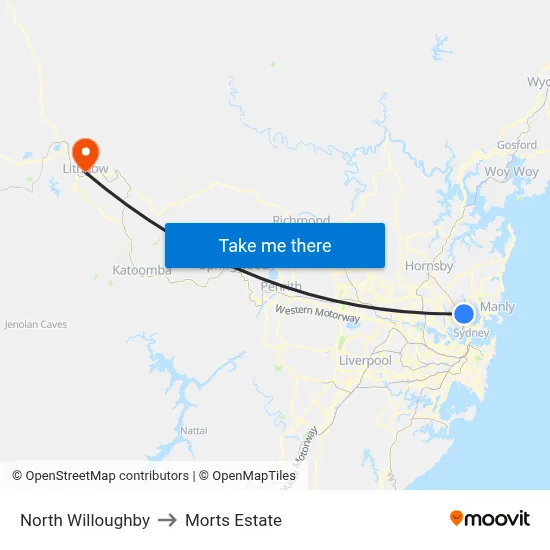 North Willoughby to Morts Estate map