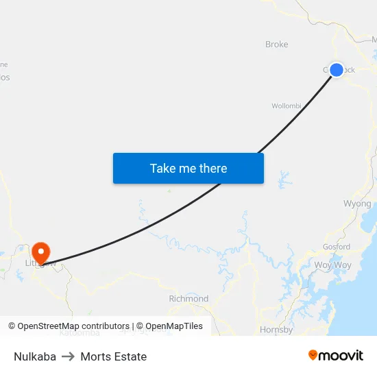 Nulkaba to Morts Estate map