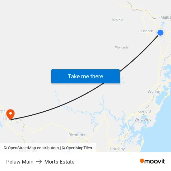 Pelaw Main to Morts Estate map