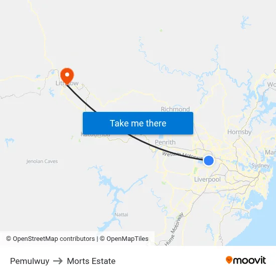 Pemulwuy to Morts Estate map