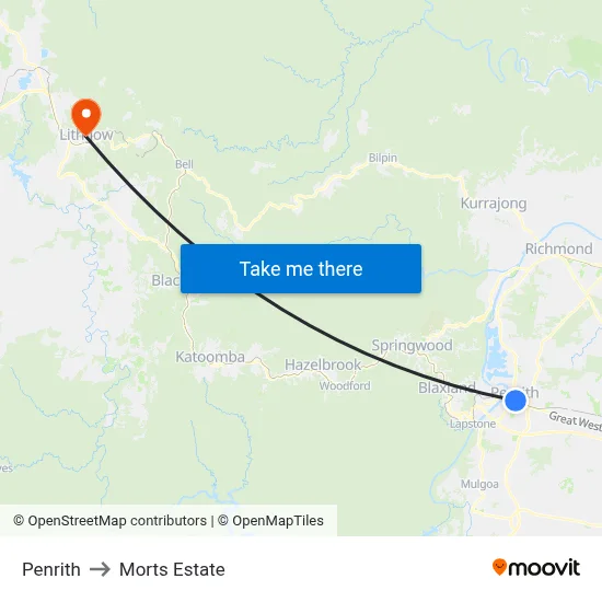 Penrith to Morts Estate map