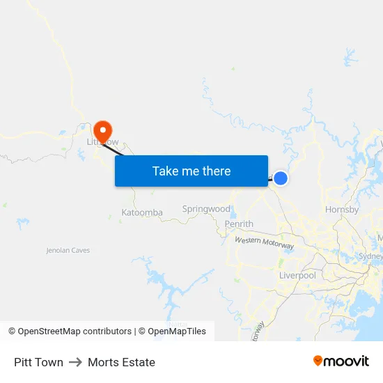 Pitt Town to Morts Estate map