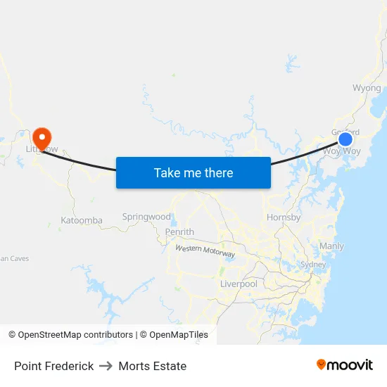 Point Frederick to Morts Estate map