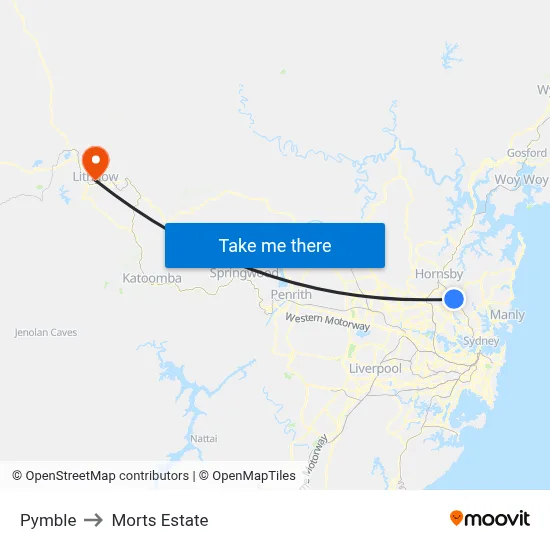 Pymble to Morts Estate map