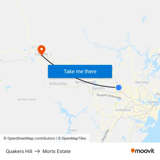 Quakers Hill to Morts Estate map