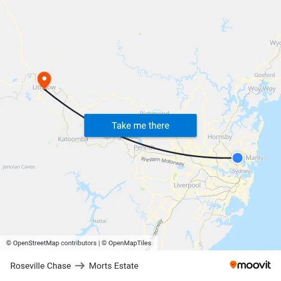 Roseville Chase to Morts Estate map