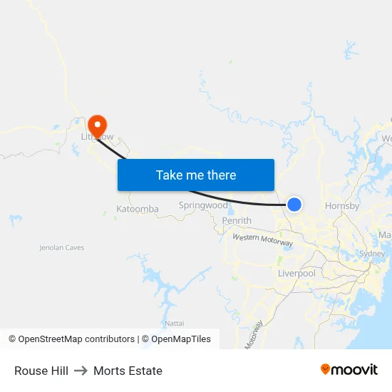 Rouse Hill to Morts Estate map